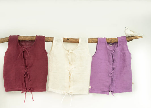 Bowen Vest- Plum, Oat, Lilac